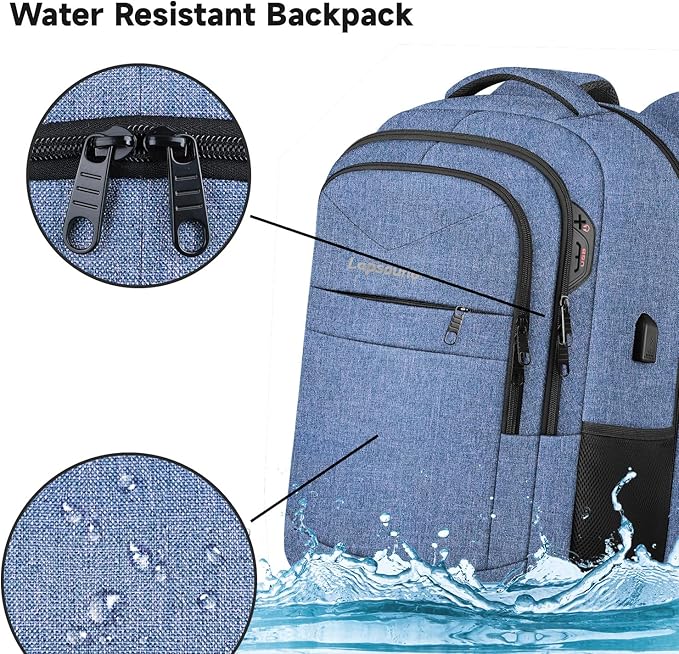 Lapsouno Travel Laptop Backpack, Travel Backpack, TSA Laptop Backpack, 15.6 inch Bag with USB Port,TSA Friendly Water Resistant College School Business Computer Bag Backpack Men Women, Blue