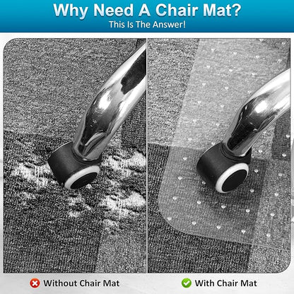 Office Chair Mat for Carpets, Desk Chair Mat for Low Pile Carpeted Floors, Heavy Duty Transparent Office Floor Mat for Office Chair on Carpet, for Work, Home, Gaming (47" X 59" Rectangle)