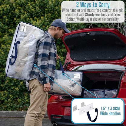 VENO 4 Pack Moving Bags w/Backpack Straps, Moving Boxes & Storage Bins Alternative, Packing Supplies, Camping Accessories Totes for Storage, Dorm Room Essentials Storage Bags (Clear, 4 Pack)