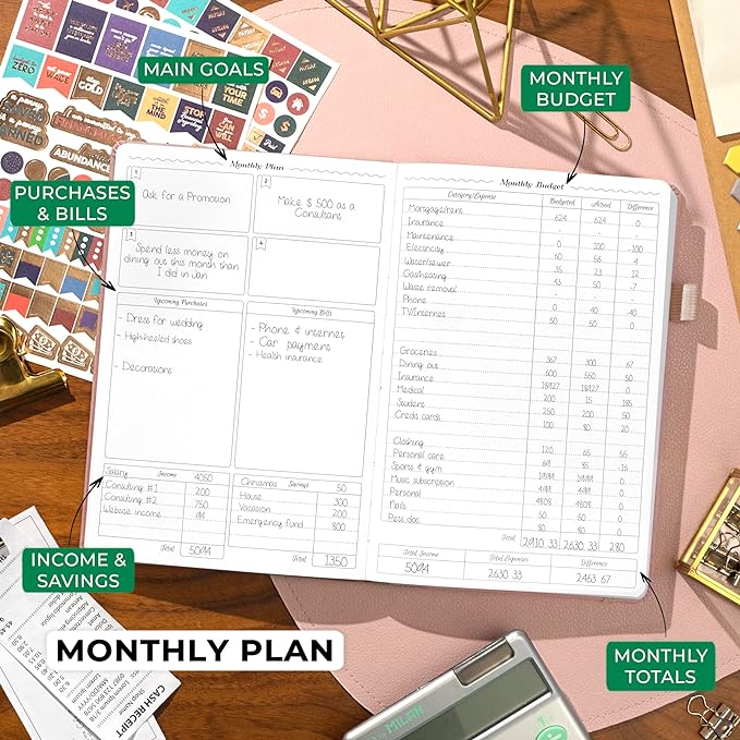 GoGirl Budget Planner – Monthly Financial Planner Organizer Budget Book. Expense Tracker Notebook Journal to Control Money, A5 (Rose Gold)