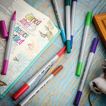 Mr. Pen- Dual Tip Brush Pens, 12 Colors, Art Markers for Kids Adults Coloring