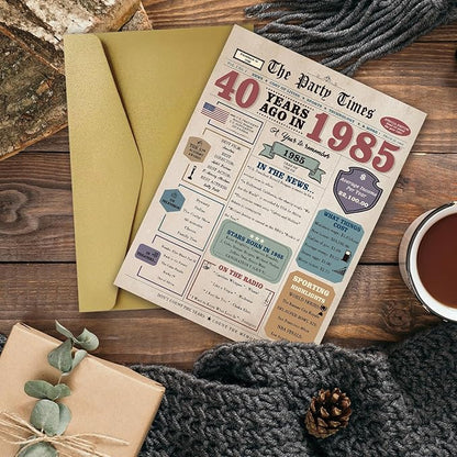40th Birthday Card Gifts Men Women, 40 Year Old Birthday Decorations for Husband Wife