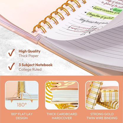 Spiral Notebook - 10.25" x 7.25" 300 Pages - Notebooks College Ruled, Prayer Journal, Wide Ruled Notebook Paper, Beautiful Gift for Women (Ink Your Passion) Floral