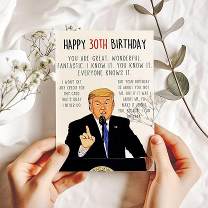 Funny Trump 30th Birthday Card, Happy Donald 30th Birthday Gifts for Men Women, Unique 30 Year Old Birthday Decorations for Him Her, Humor 30 Year Old Birthday Cards for Husband