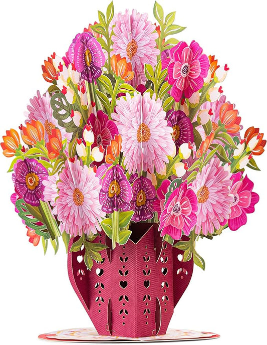 Paper Love HugePop 3D Love You Bouquet Pop Up Card, with Detachable Paper Flower Bouquet, Gift for Birthday, Anniversary, Wedding, All Occasion - Jumbo 10" x 14" Cards - Includes Envelope and Note