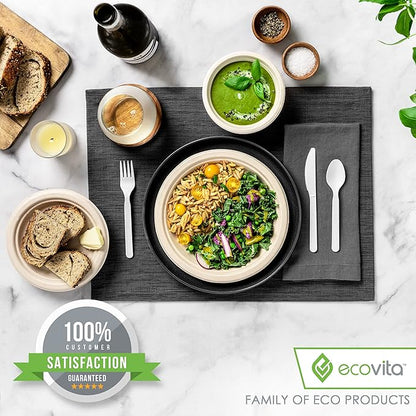 100% Compostable Paper Plates [9 in.] – 150 Disposable Plates Eco Friendly Sturdy Tree Free Liquid and Heat Resistant Alternative to Plastic or Paper Plates