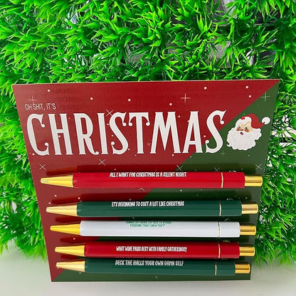 Jxueych Funny Pens 5-Count, Black Ink,Medium Nib 1.0mm, Funny Office Gifts for Coworkers, Personalized Pens Vibrant Funny Quotes Swear Word Daily Pen Set (J)