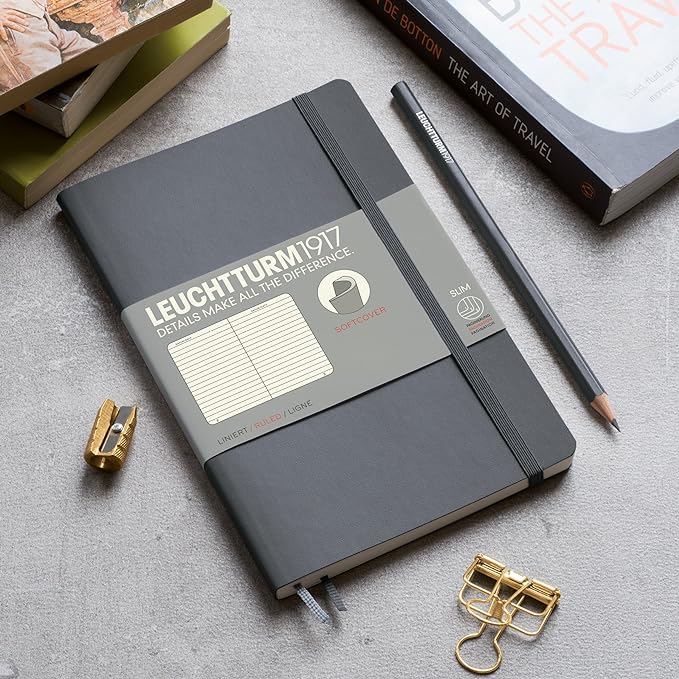 LEUCHTTURM1917 - Notebook Softcover Paperback B6+ - 123 Numbered Pages for Writing and Journaling (Ruled, Ice Blue)